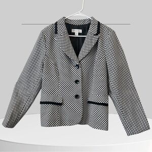 DANILLO Black and White Houndstooth Blazer with Notched Lapels